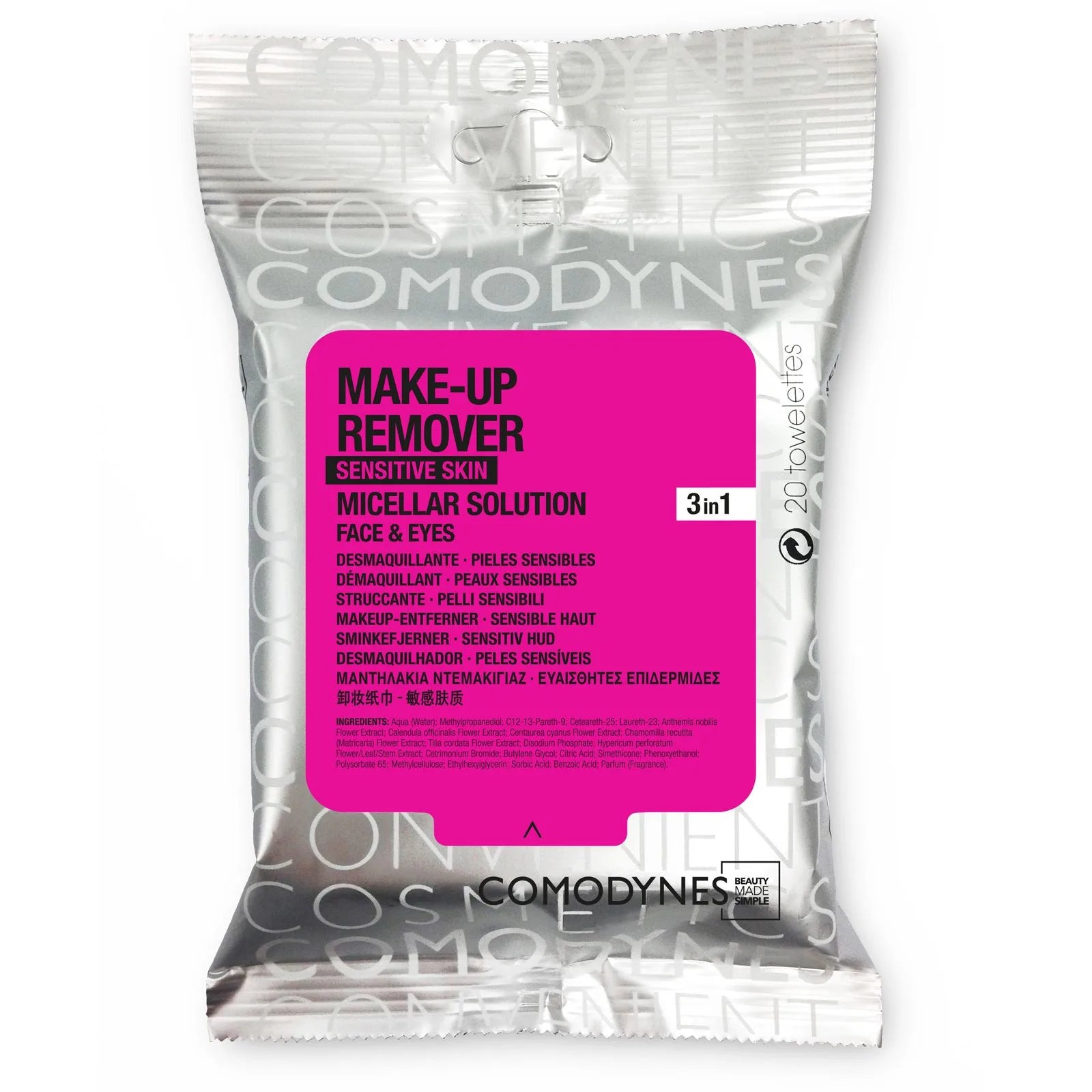 COMODYNES MAKE-UP REMOVER micellar solution sensitive skin 20 u