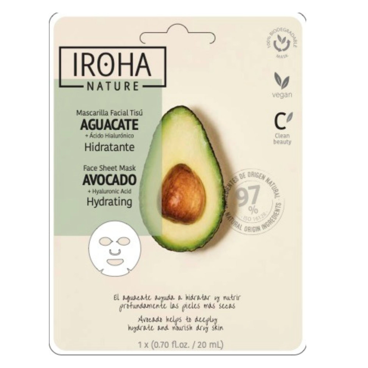 IROHA NATURE MASK avocado + hyaluronic acid 1 u