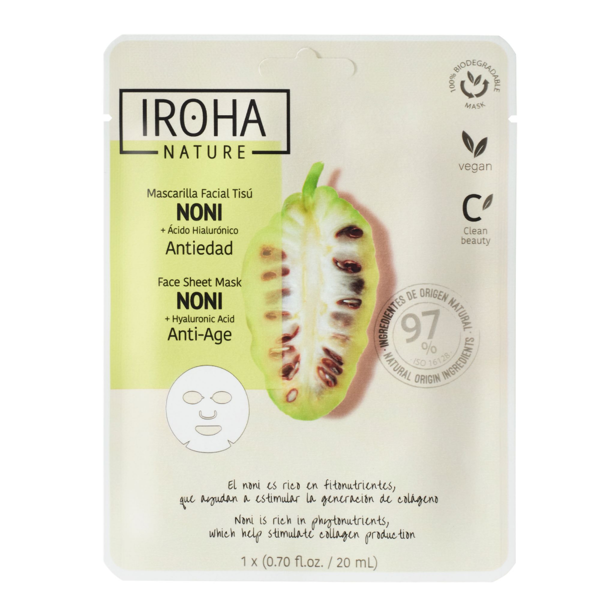 IROHA NATURE MASK noni + hyaluronic acid 1 u