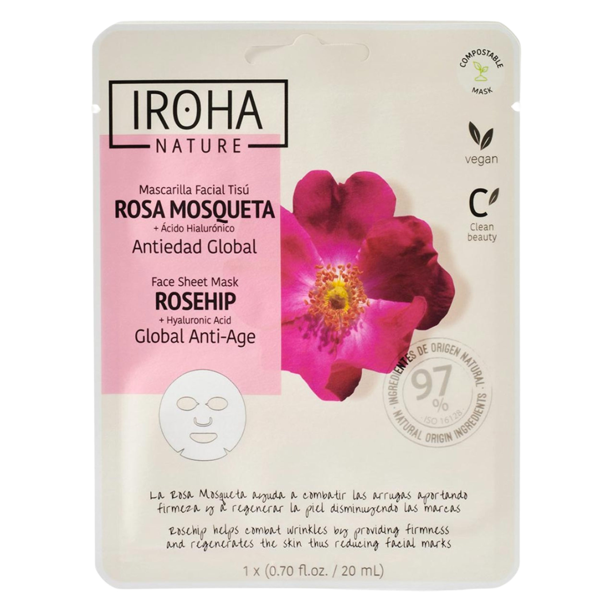 IROHA ROSEHIP tissue facial mask 1 u