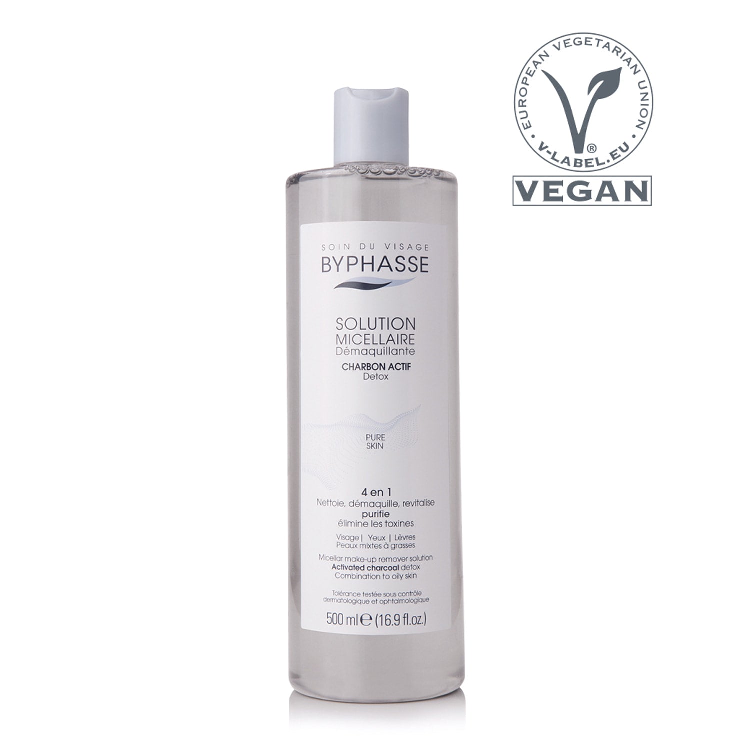 BYPHASSE Micellar solution makeup remover with activated carbon 500 ml