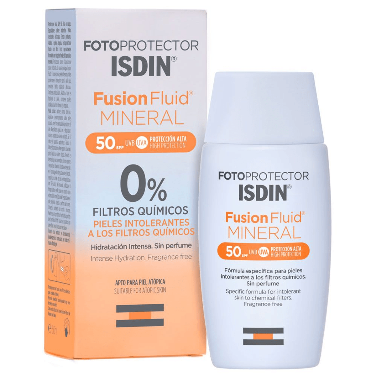 ISDIN FUSION FLUID MINERAL PHOTOPROTECTOR 0% chemical filters SPF50+ 50 ml