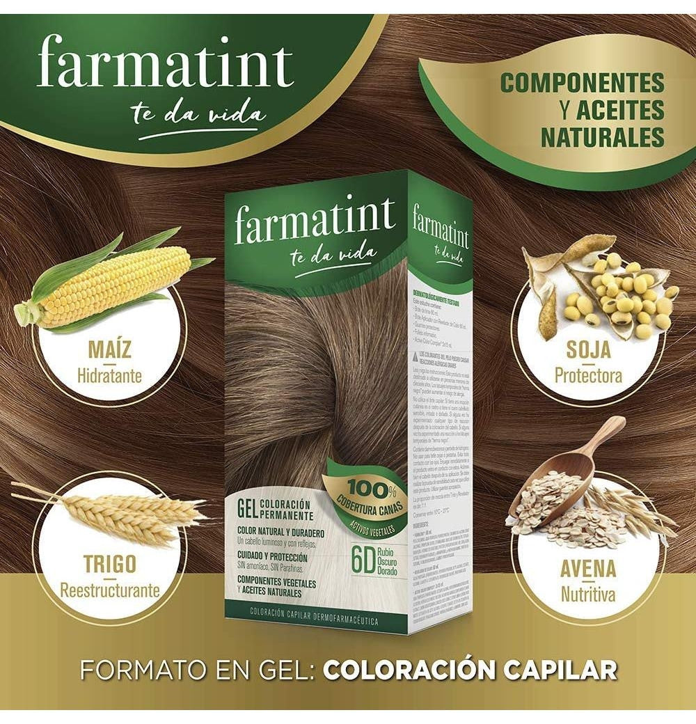 FARMATINT GEL permanent color #6d-dark golden blonde 5 units