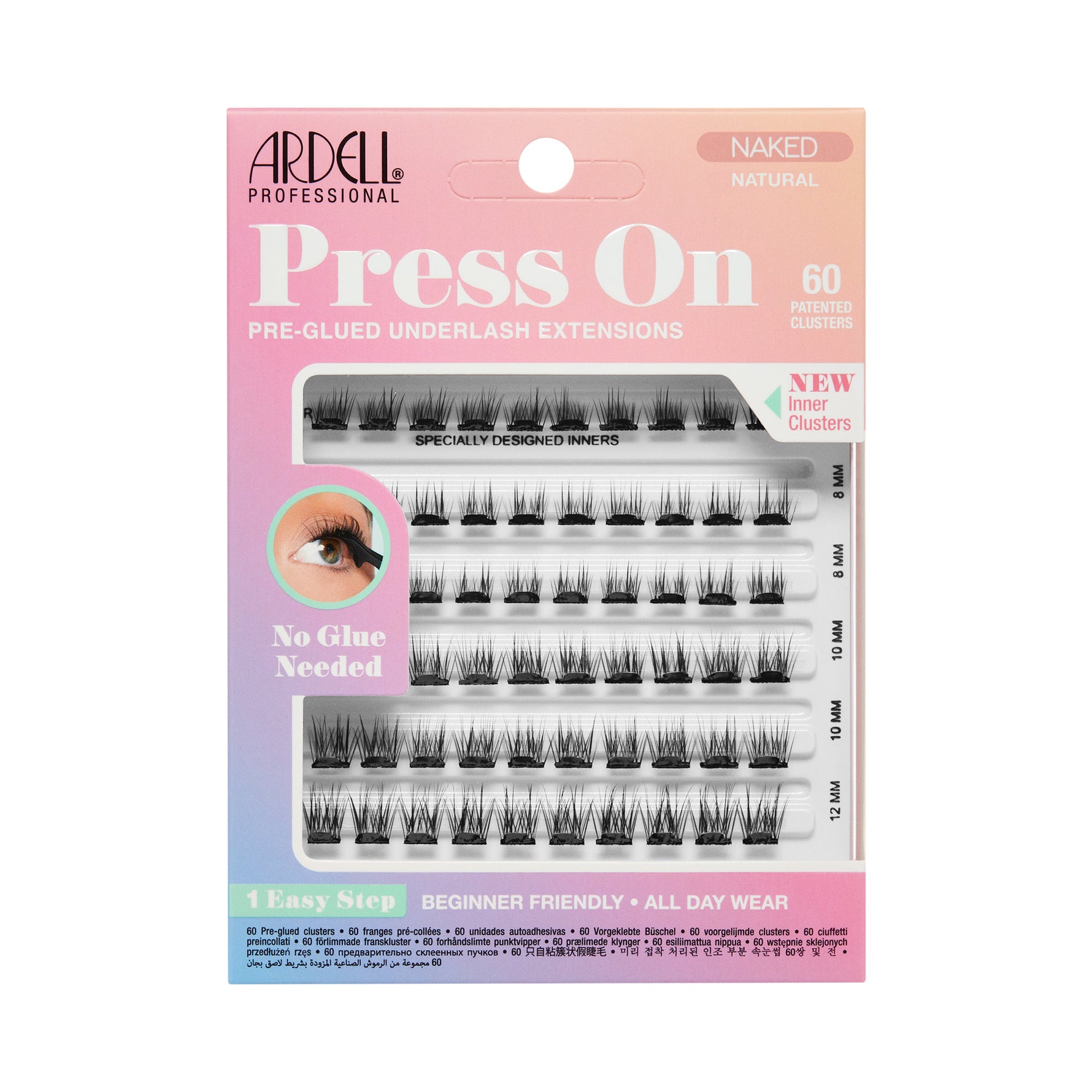 ARDELL PRESS ON pre-glued underlash extensions #naked natural 60 u
