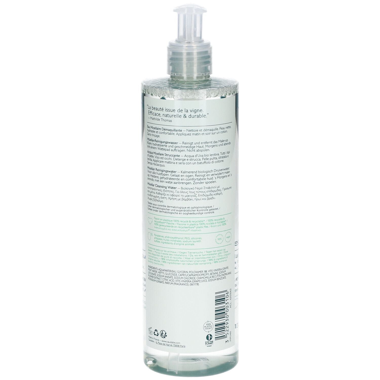CAUDALIE VINOCLEAN makeup remover micellar water 400 ml