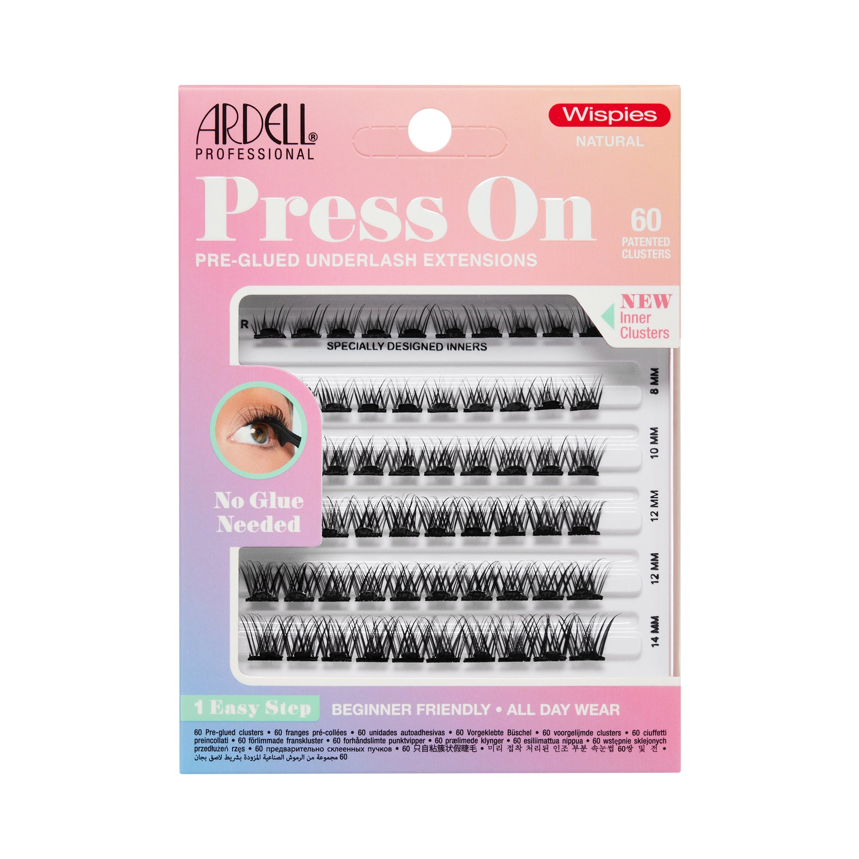 ARDELL PRESS ON pre-glued underlash extensions #naked natural 12 u
