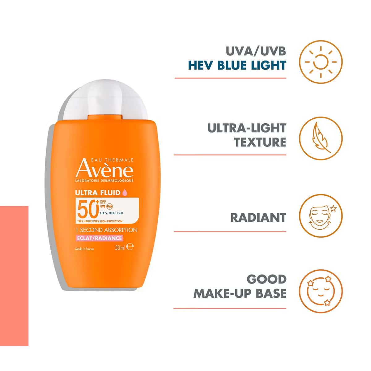 AVÈNE SOLAIRE ULTRA FLUID RADIANCE SPF50+ 50 ml