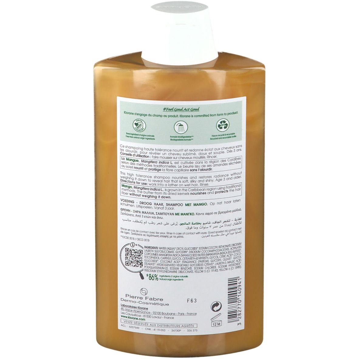 KLORANE AL MANGO nourishing shampoo for dry hair 400 ml