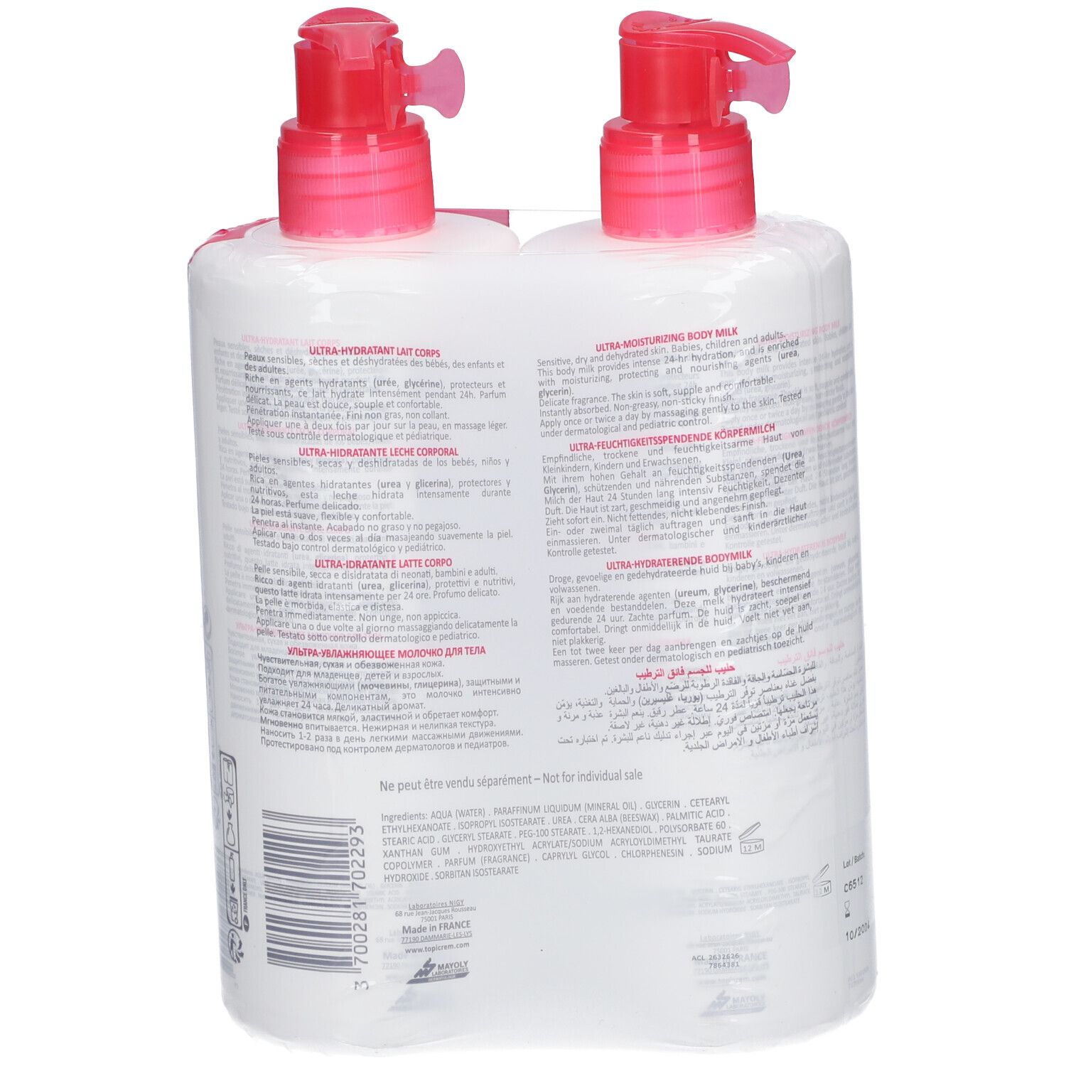 TOPICREM UH ultra-hydrating body milk pack 2 x 500 ml