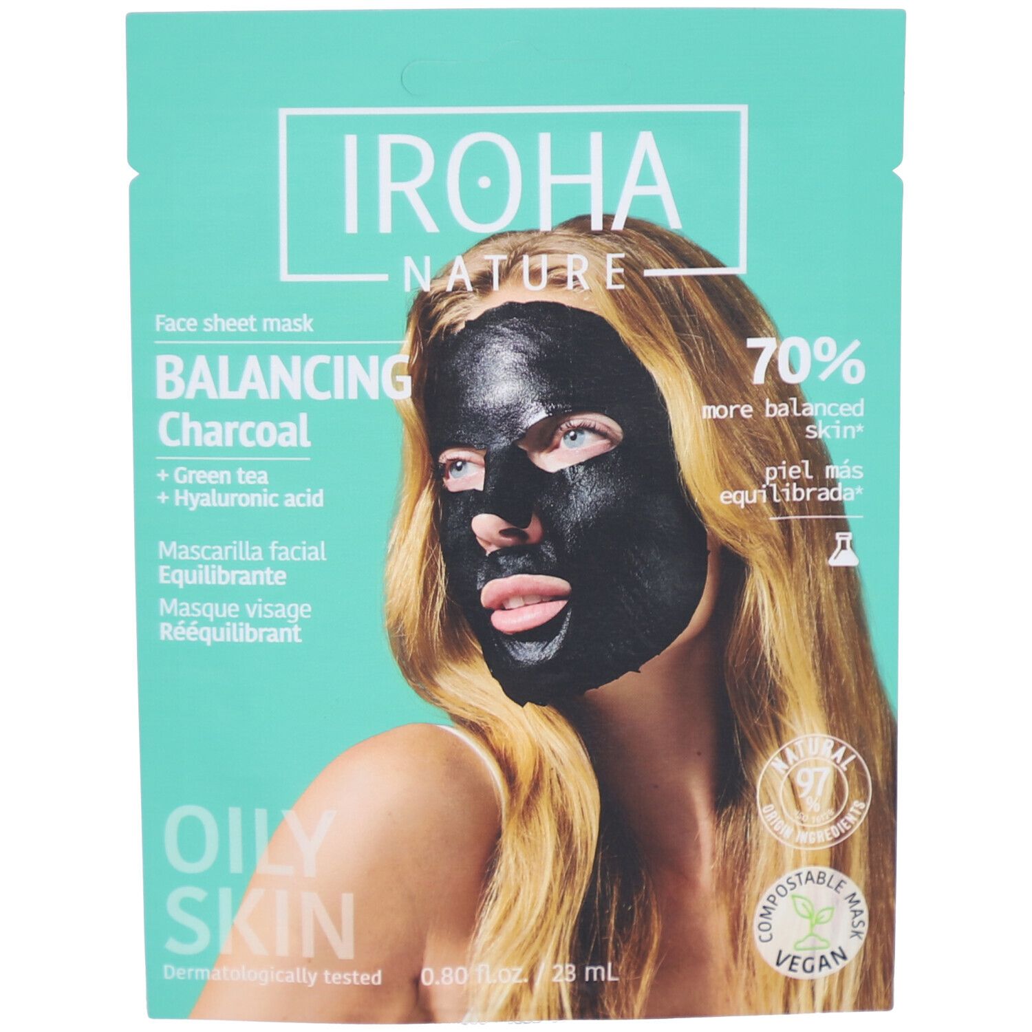 IROHA DETOX CHARCOAL BLACK tissue facial mask 1use 1 u