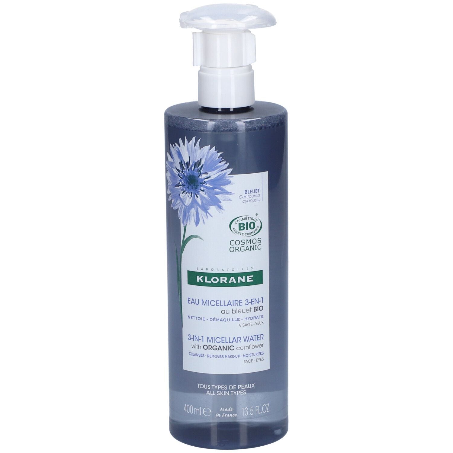 KLORANE CORNFLOWER BIO makeup remover micellar water 400 ml