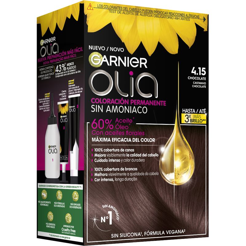 GARNIER OLIA coloración permanente sin amoniaco #4.15-chocolate 1 u