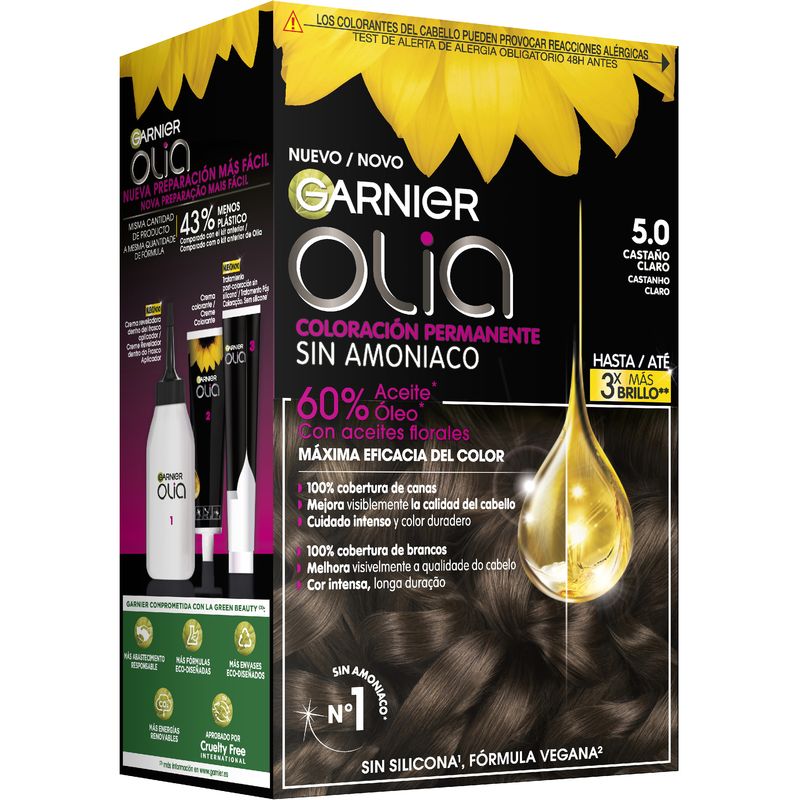GARNIER OLIA coloración permanente sin amoniaco #5.0-castaño claro 1 u