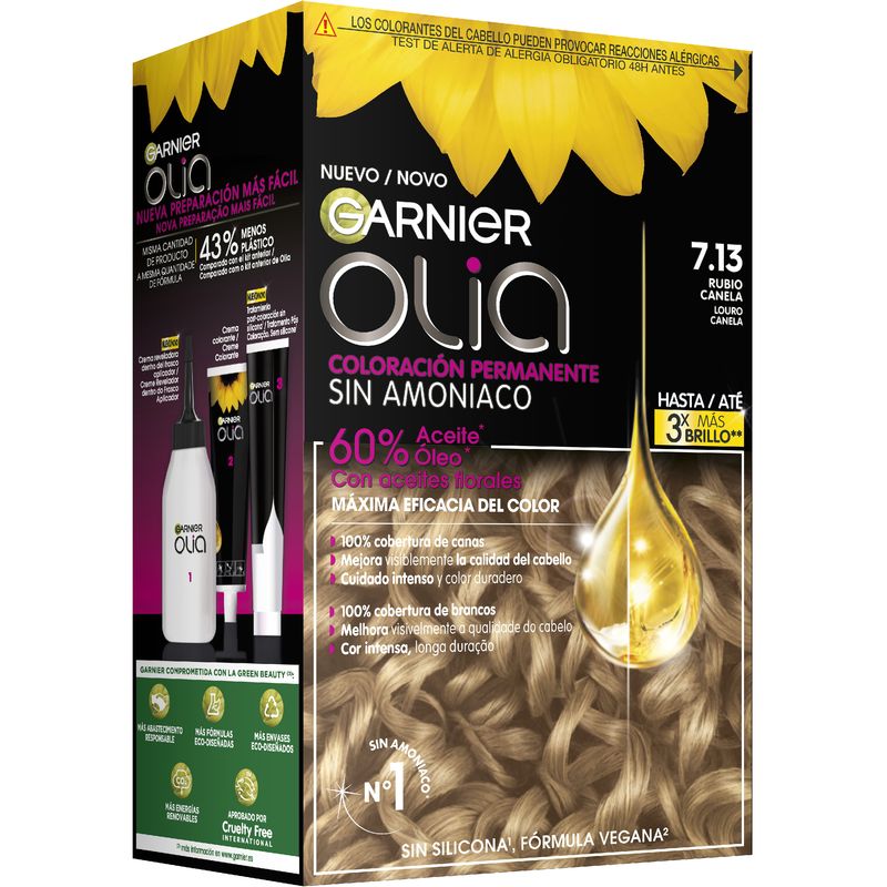 GARNIER OLIA coloración permanente sin amoniaco #7.13-rubio canela 1 u