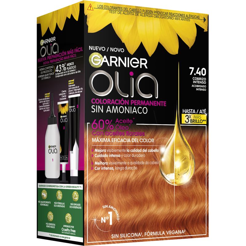 GARNIER OLIA coloración permanente sin amoniaco #7.40-cobrizo intenso 1 u