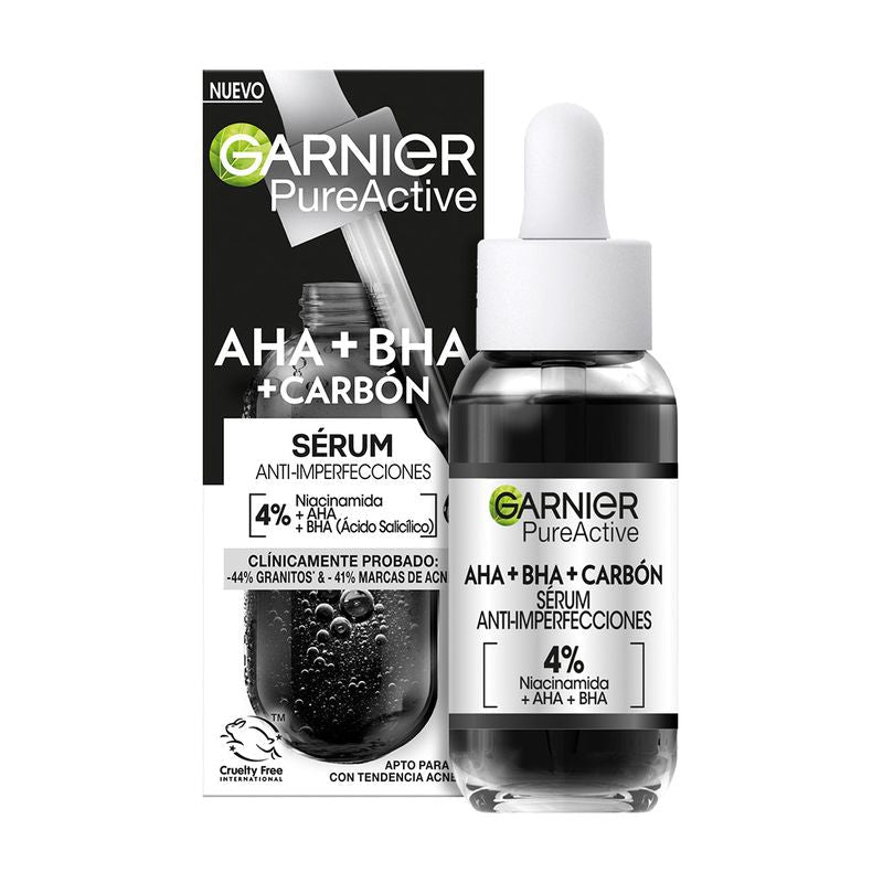 GARNIER PURE ACTIVE AHA + BHA + CARBÓN sérum anti-imperfecciones 30 ml