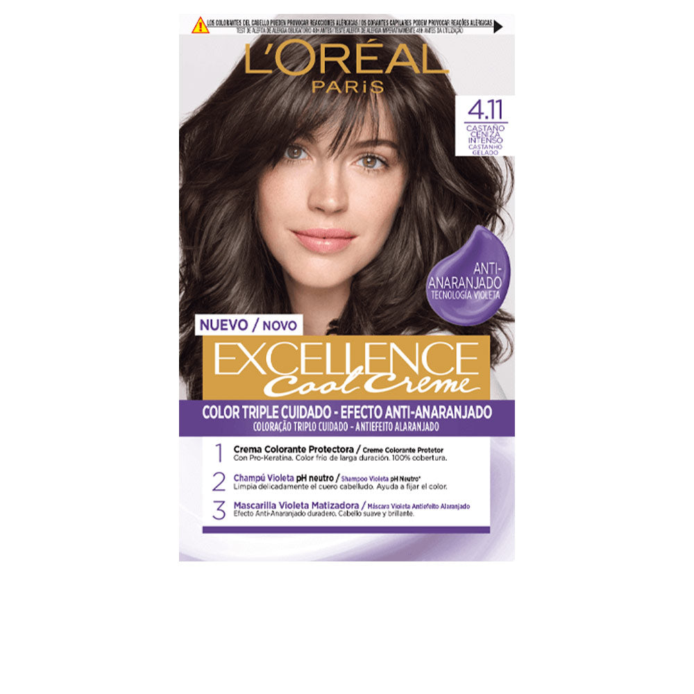 L'ORÉAL PARIS EXCELLENCE COOL hair dye #4.11-intense ash brown 192 ml