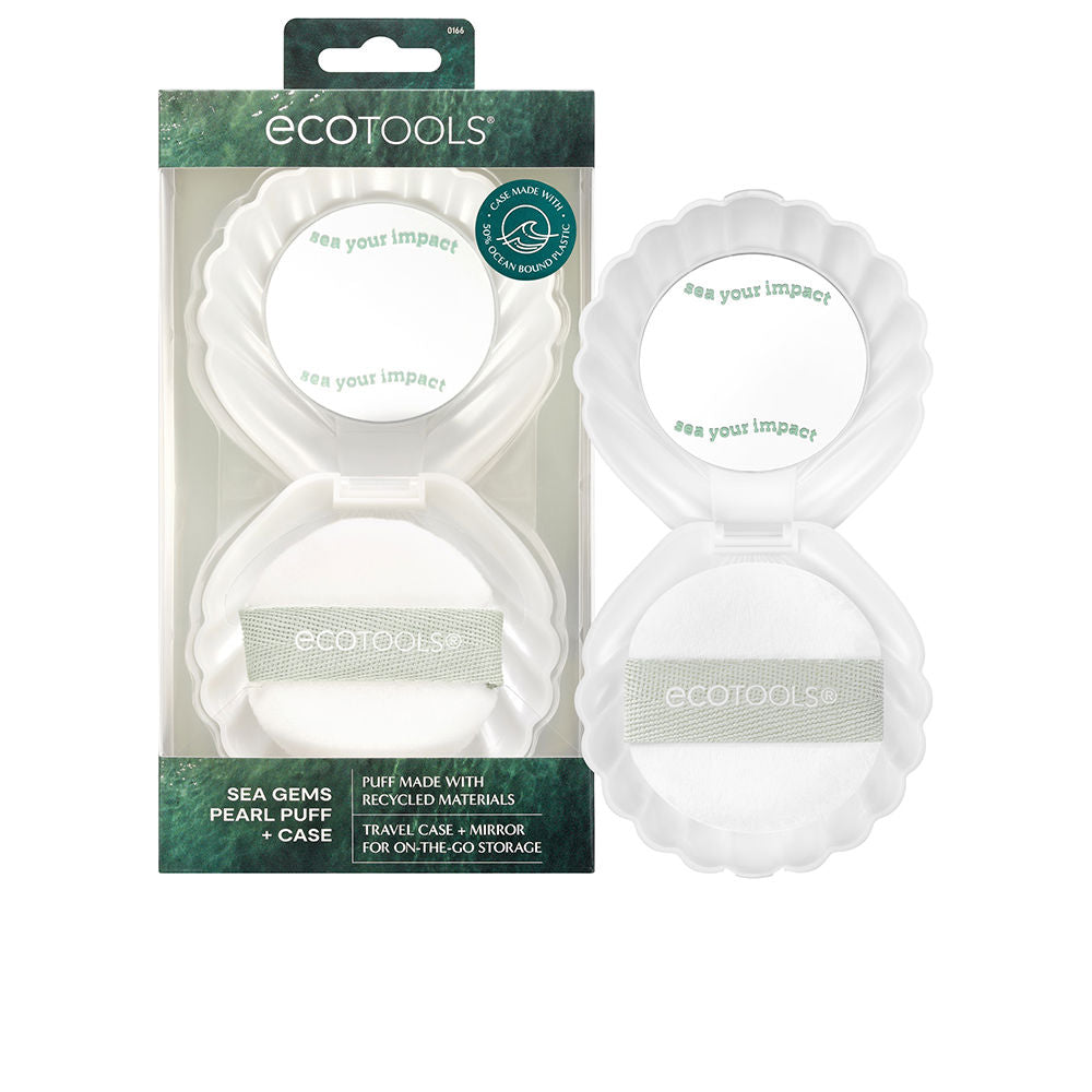 ECOTOOLS SEA GEMS PEARL PUFF Makeup Puff with Case and Mirror (2 units)