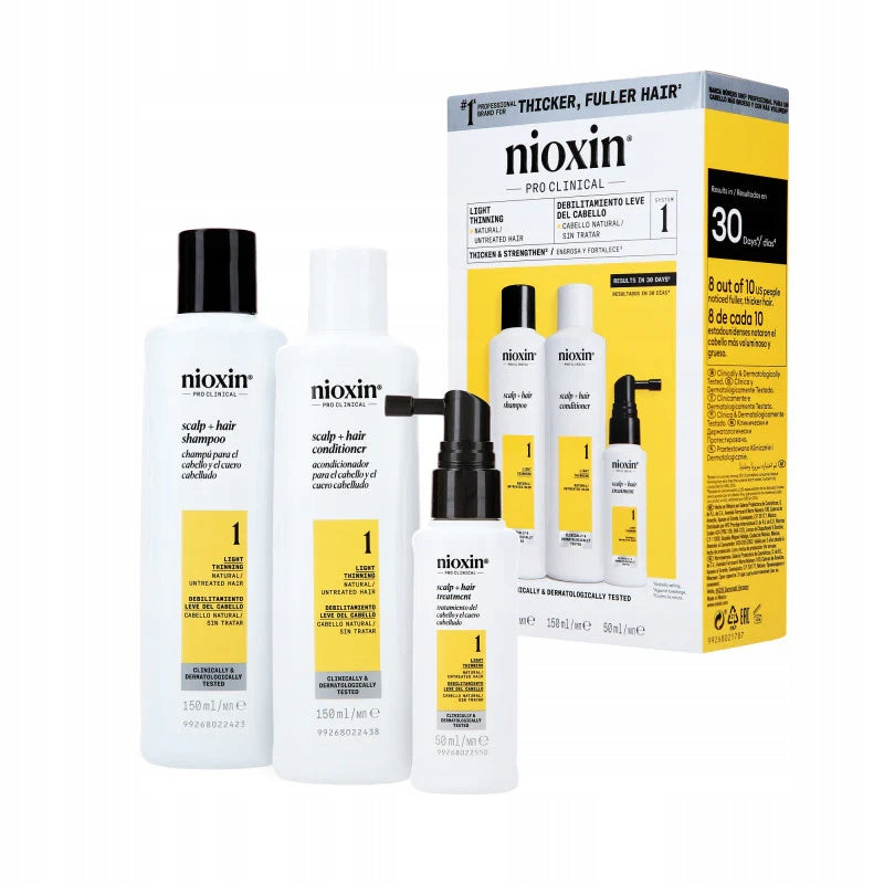 NIOXIN SYSTEM 1 – Kit - Treatment for Natural Hair with Mild Thinning 3 units