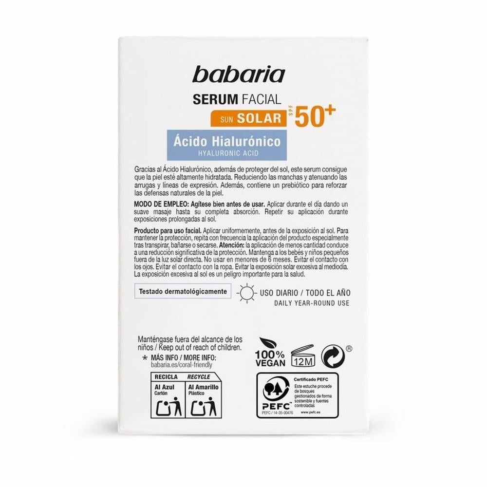 BABARIA SOLAR HYALURONIC ACID facial serum SPF50+ 30 ml