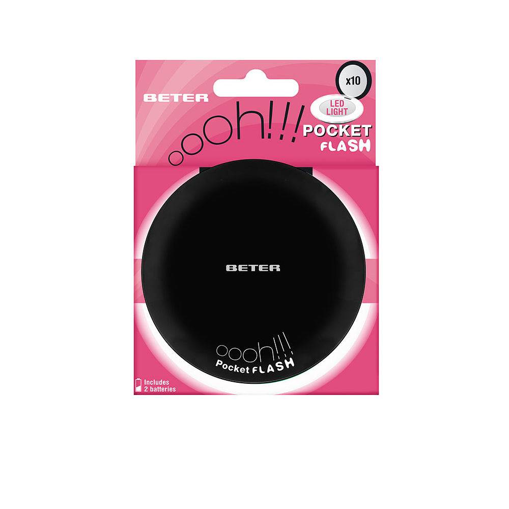 BETER OHH! pocket flash mirror with light and x10 magnification #black 1 unit