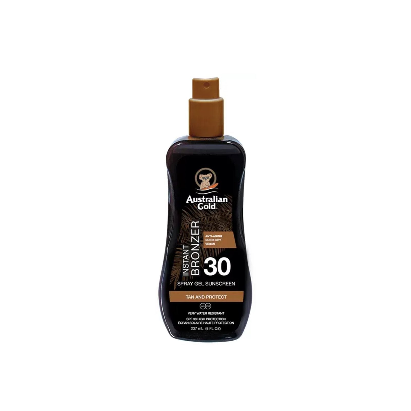 AUSTRALIAN GOLD SUNSCREEN SPF30 spray gel with instant bronzer 237 ml