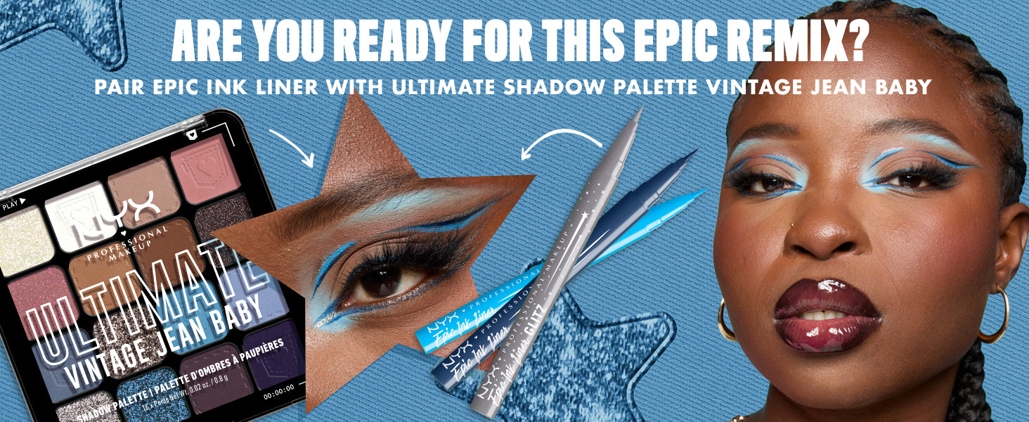 NYX PROFESSIONAL MAKE UP EPIC INK LINER GLITZ waterproof eyeliner #06-Denim Dazzle 1 ml
