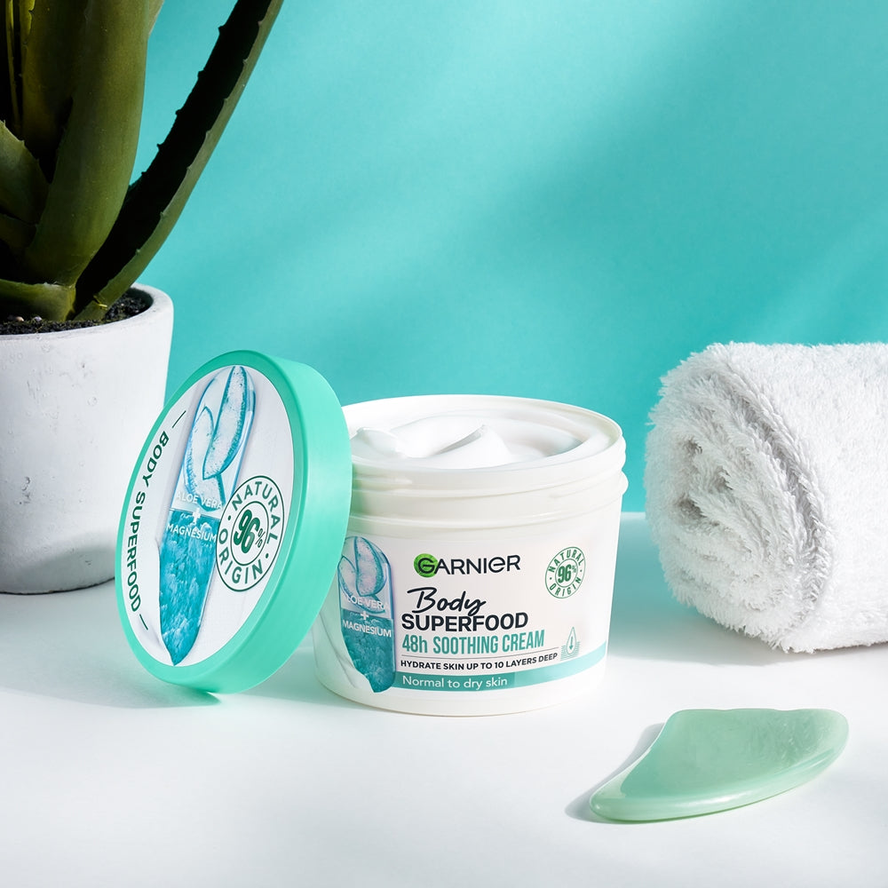GARNIER BODY SUPERFOOD ALOE VERA crema corporal calmante piel normal a seca 380 ml