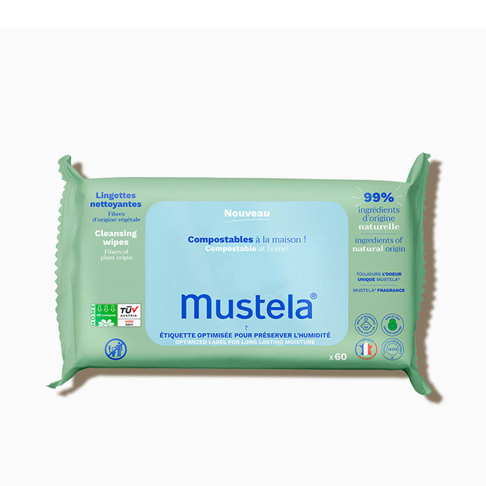 MUSTELA BIO compostable cleaning wipes 60 units