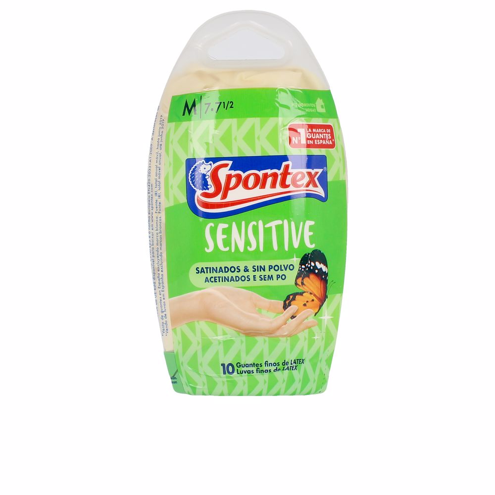 SPONTEX LATEX SENSITIVE guantes satinados sin polvo talla M 10 u