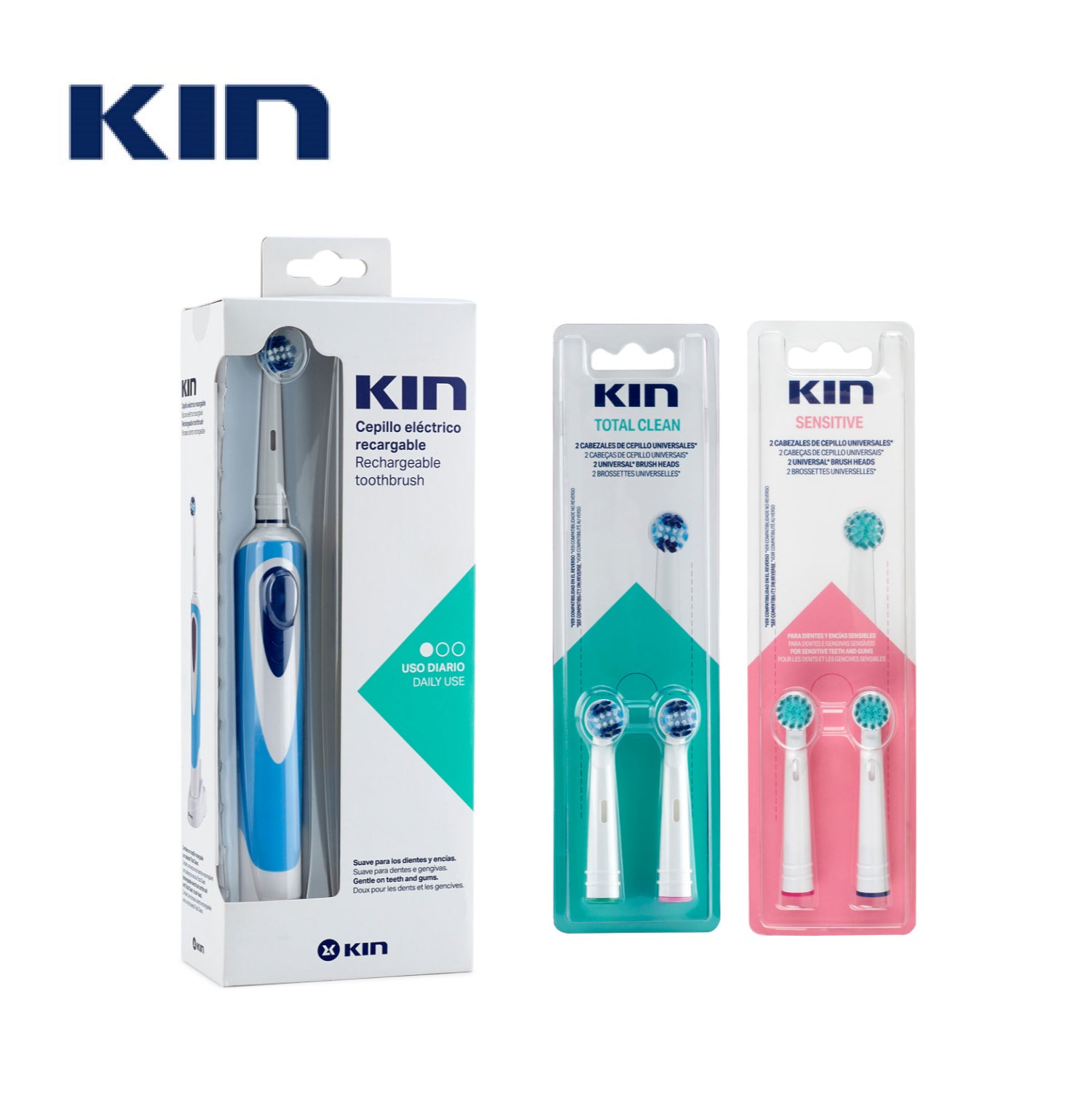 KIN TOTAL CLEAN universal electric brush head 2 units