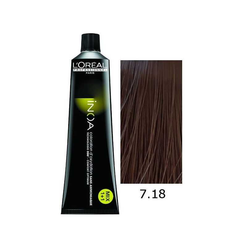 L'ORÉAL PROFESSIONNEL PARIS INOA no ammonia permanent color #7.18 60 gr