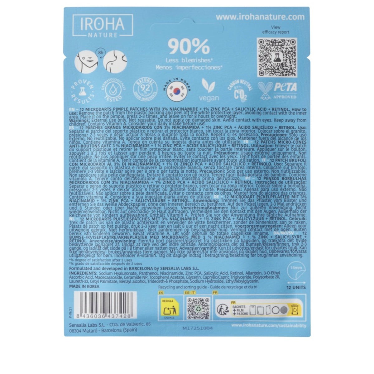 IROHA ACNE PRONE SKIN Microdart Pimple Patches with Salicylic Acid 12 Units