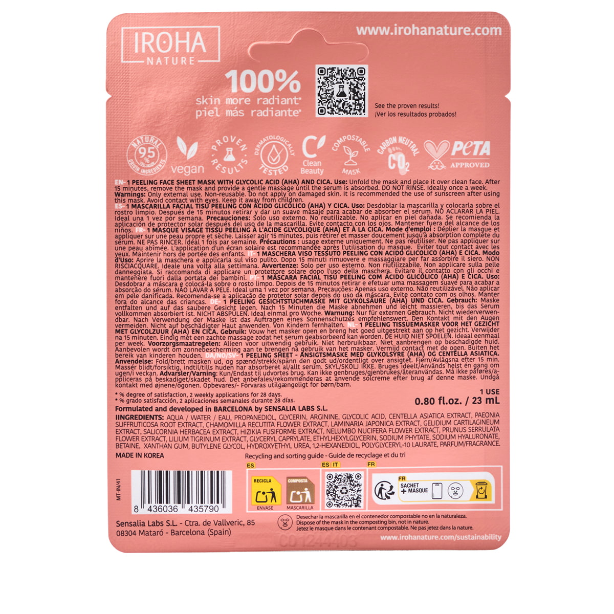 IROHA PERFECT SKIN PEELING glicolic acid & centella asiatica 23 ml