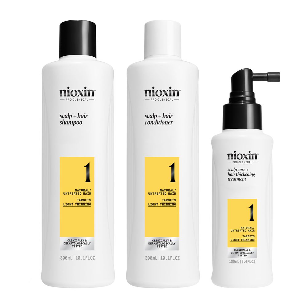 NIOXIN SYSTEM 1 – Kit - Treatment for Natural Hair with Mild Thinning 3 units