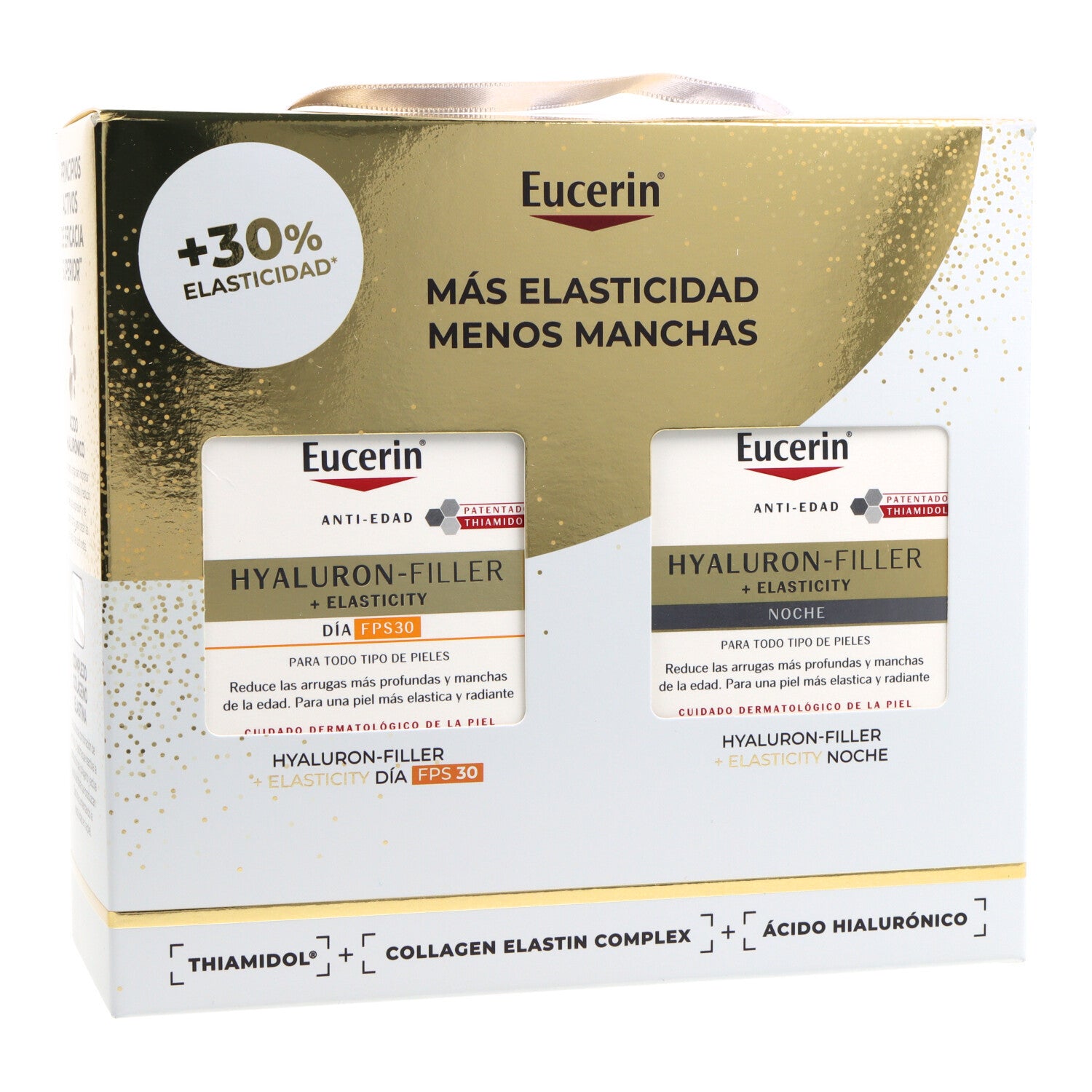 EUCERIN HYALURON FILLER DÍA + ELASTICITY SPF30 50 ML + NOCHE 50 ML ESTUCHE 2 pz