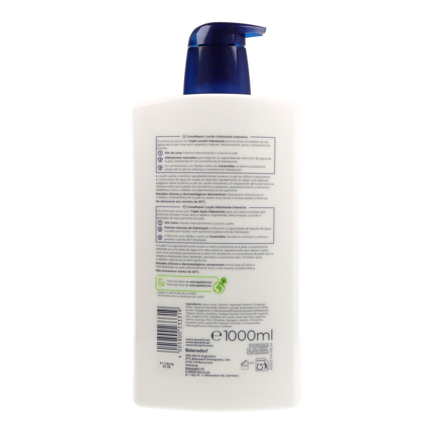 EUCERIN UREAREPAIR intensive moisturizing lotion 10% urea 1000 ml