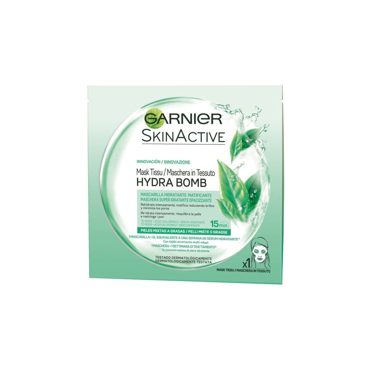 GARNIER SKINACTIVE HYDRABOMB mascarilla facial hidratante matificante piel mixta-grasa 28 gr
