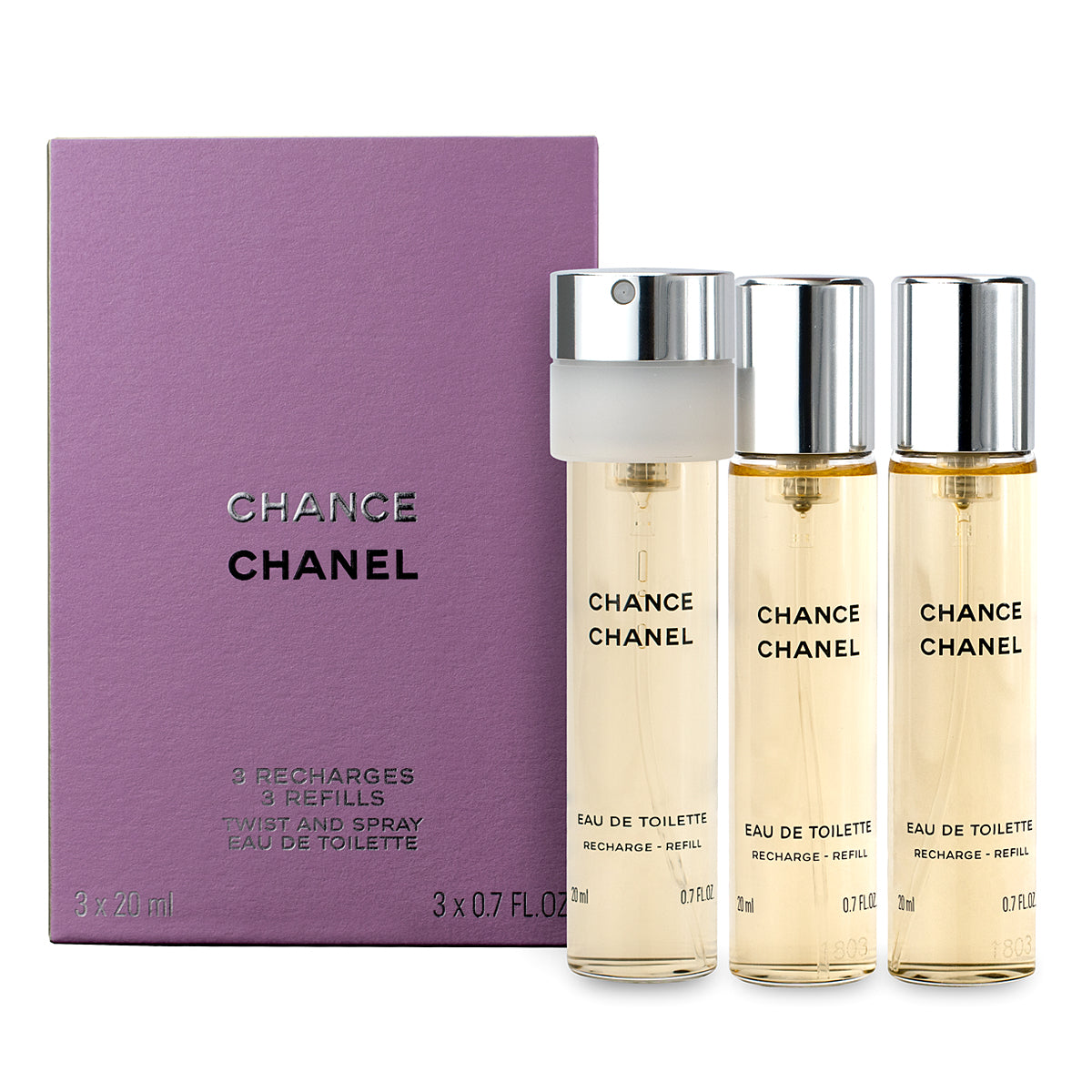 CHANEL CHANCE eau de toilette spray twist & spray 3 refills 3 x 20 ml