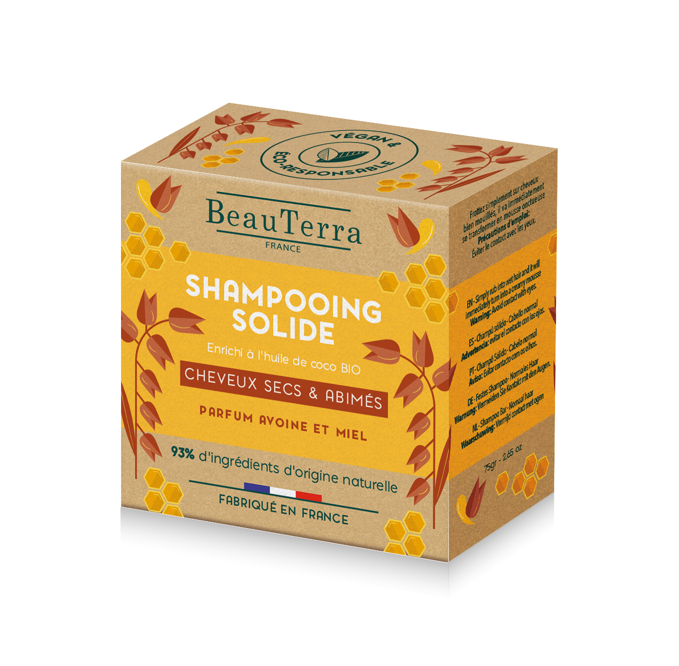 BEAUTERRA SOLIDE oatmeal and honey shampoo 75 gr