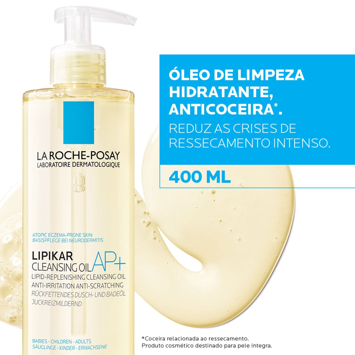 LA ROCHE POSAY LIPIKAR AP+ Cleansing Oil Anti-irritation Body Cleanser for Atopic Skin 400 ml