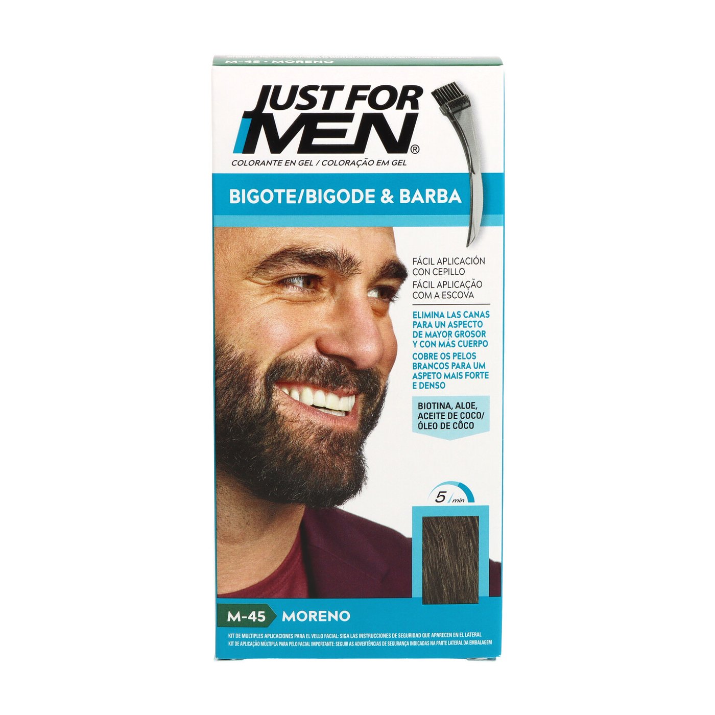 JUST FOR MEN Gel Hair Color for Mustache, Beard and Sideburns #Brown 15 ml