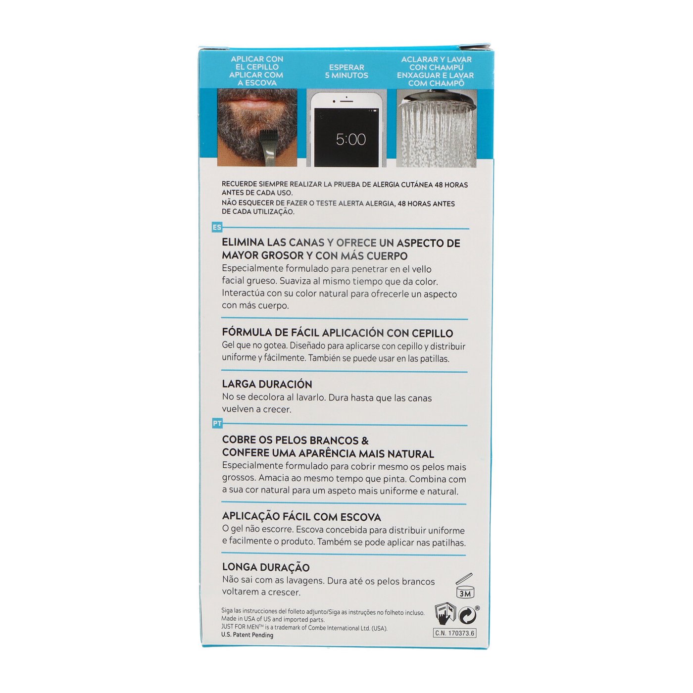 JUST FOR MEN COLORANTE en gel bigote, barba y patillas #negro 15 ml