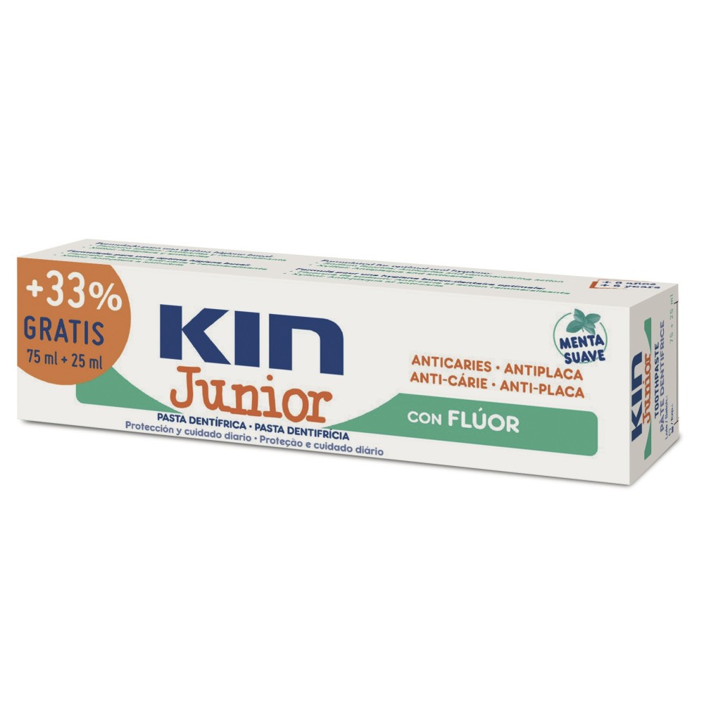 KIN JUNIOR pasta dentífrica anticaries #menta suave 75 + 25 ml