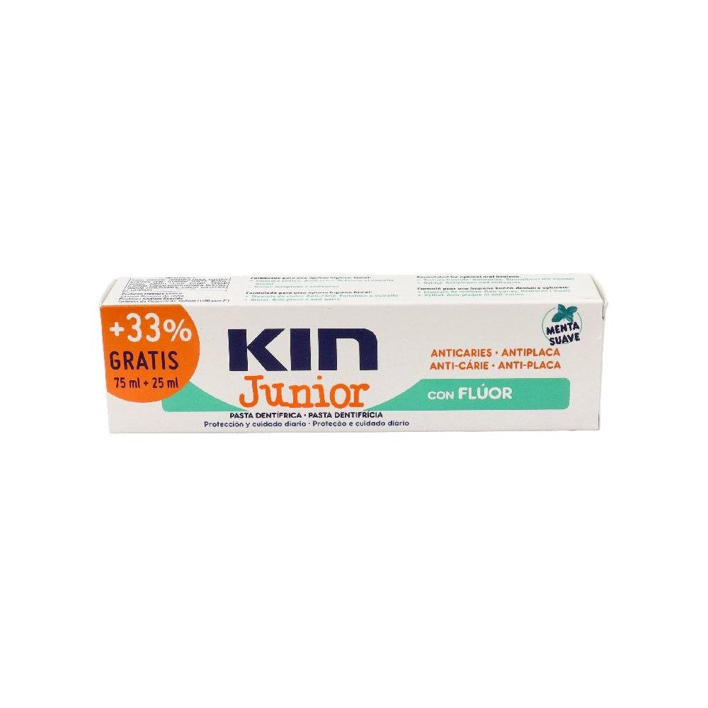 KIN JUNIOR pasta dentífrica anticaries #menta suave 75 + 25 ml