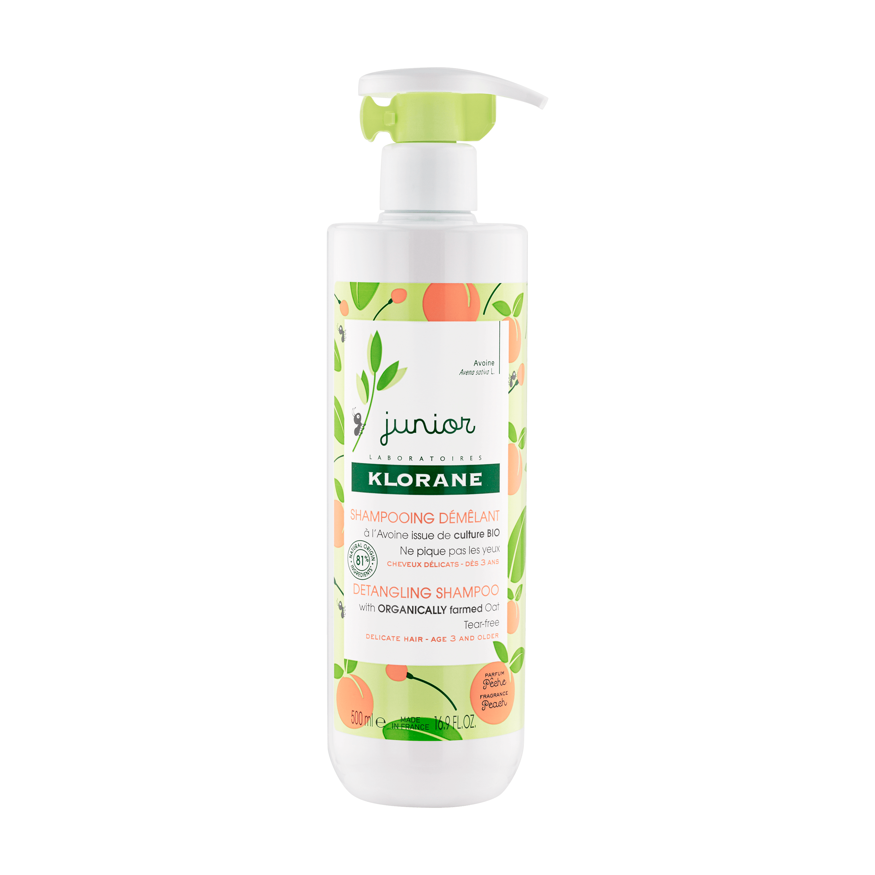 KLORANE JUNIOR peach detangling shampoo 500 ml