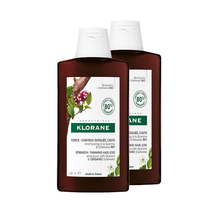 KLORANE A LA QUININE AND EDELWEISS BIO strengthening shampoo duo 2 x 400 ml