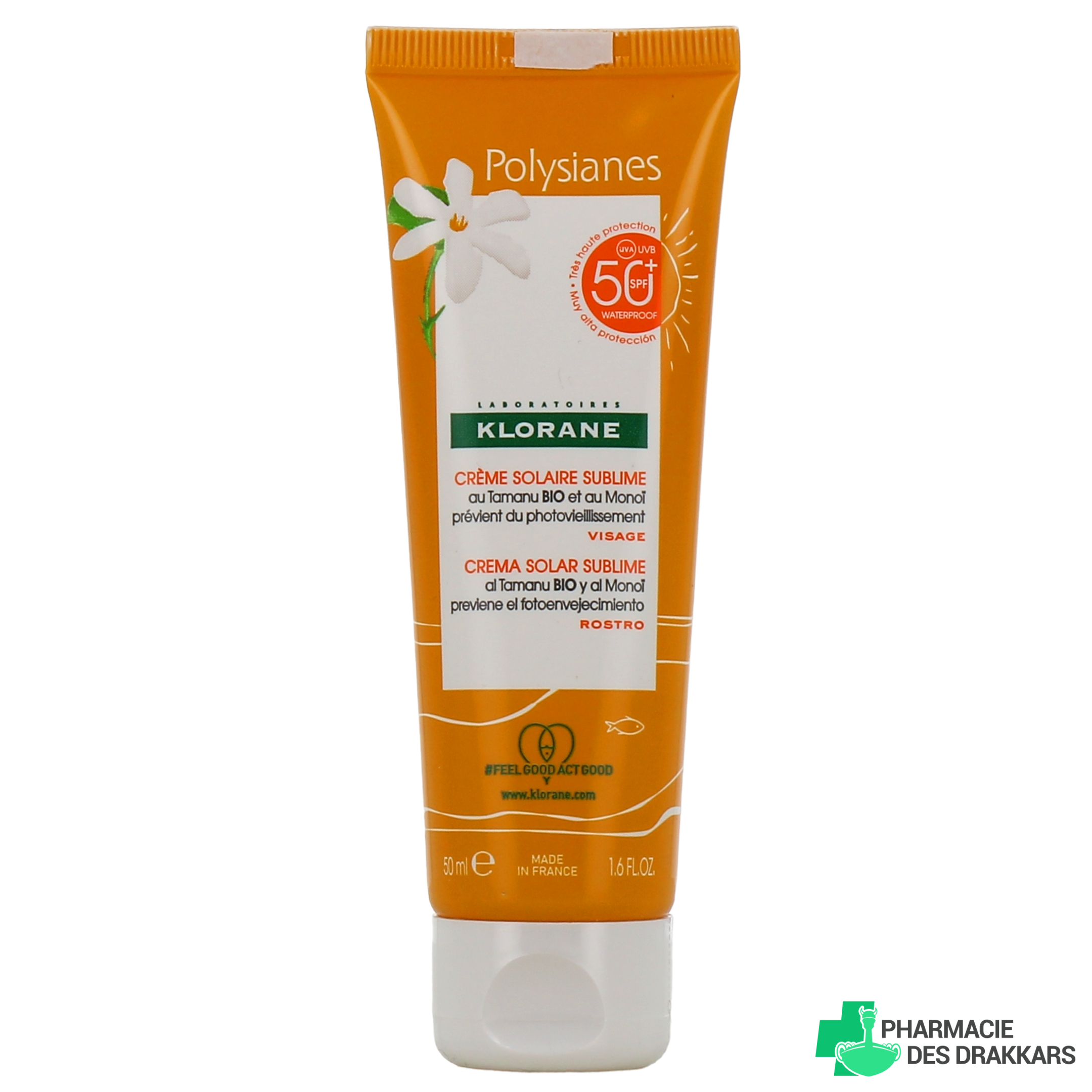 KLORANE POLYSIANES MONOÏ Y TAMANU BIO sublime sun cream SPF50+ 50 ml