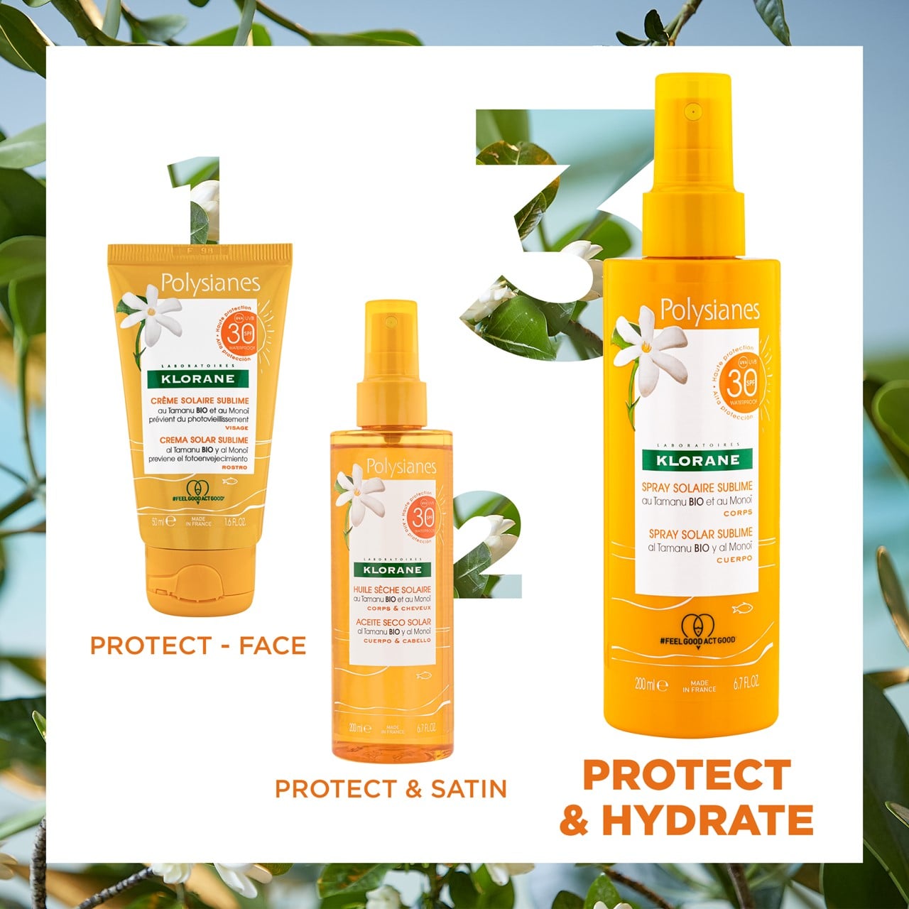 KLORANE POLYSIANES MONOÏ Y TAMANU BIO body sun spray SPF30 200 ml