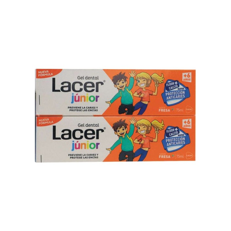 LACER JUNIOR dental gel strawberry duo + gift 2 x 75 ml 2 u
